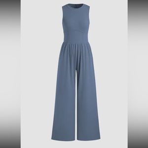 Cider Sleeveless Wide Leg Overalls Blue